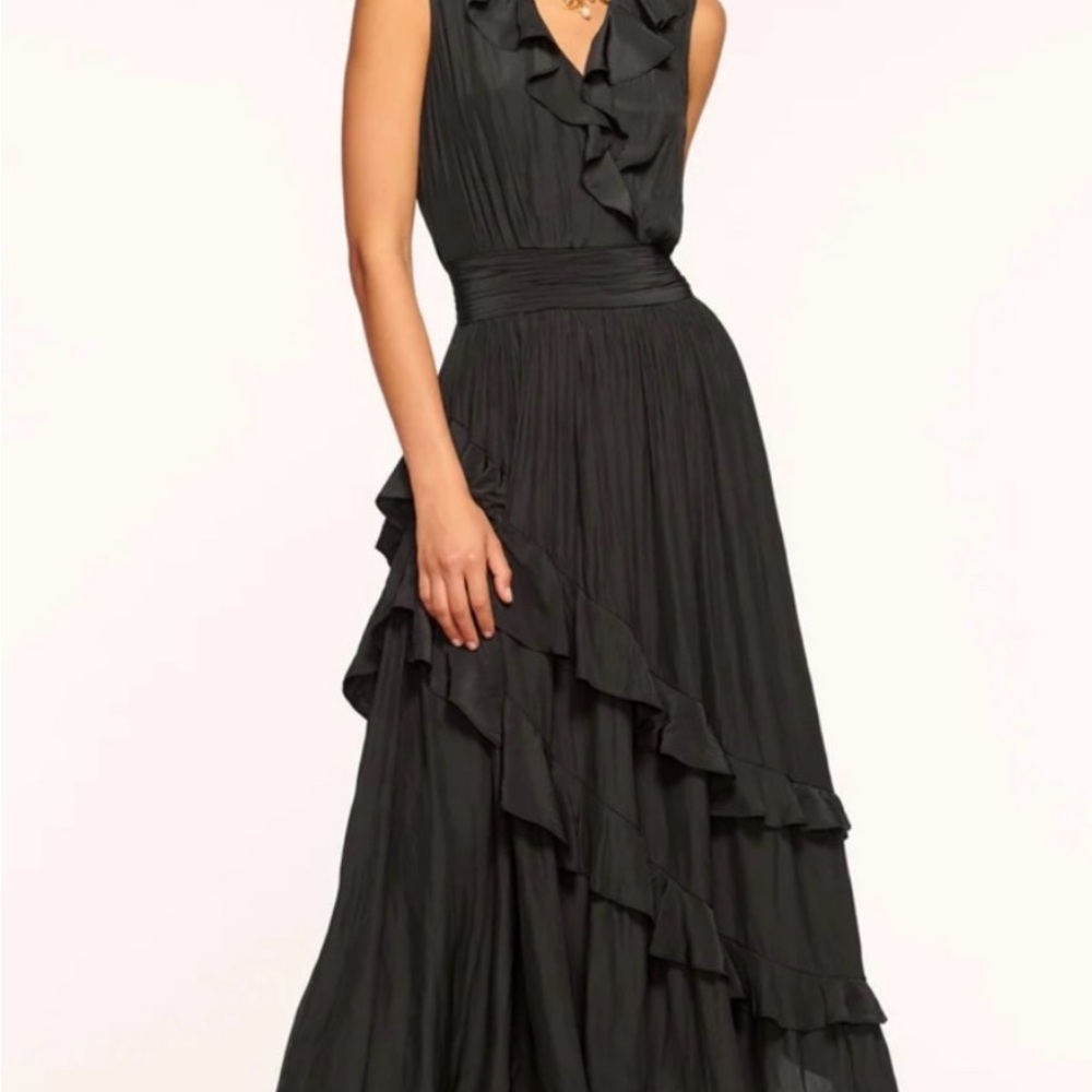 Ramy Brook Black Ruffle Hadlee Dress - L